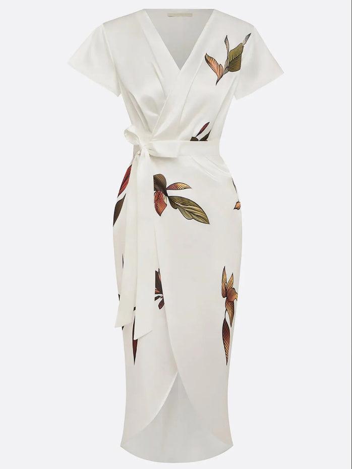 Robe Portefeuille Élégante à Imprimé Fleuri