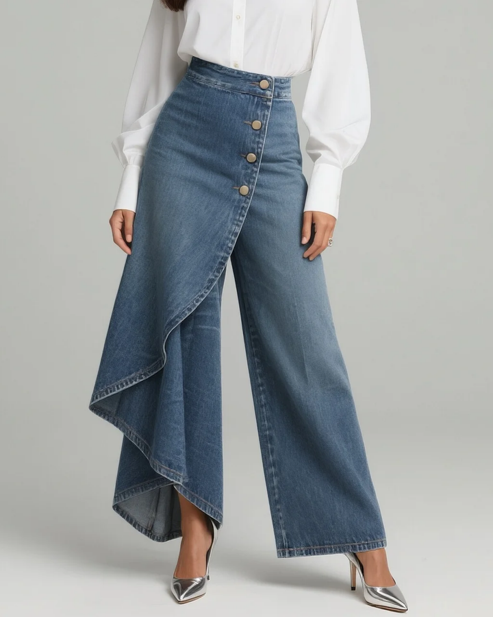 Jean en denim à fermeture croisée