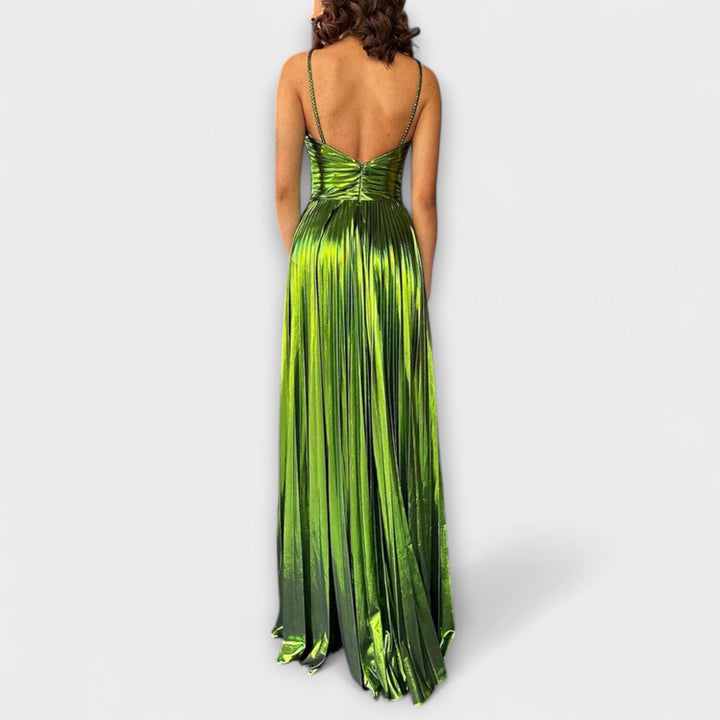Robe Maxi en Tissu Métallique