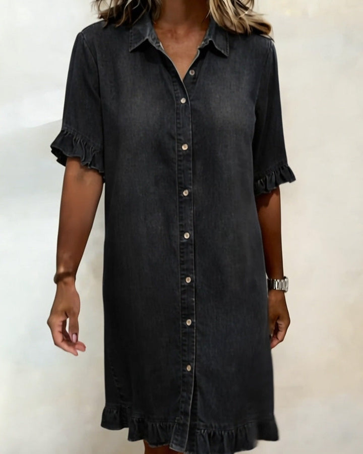 Maison Delorme® | Robe en Denim Confortable à Fronces Flatteuses