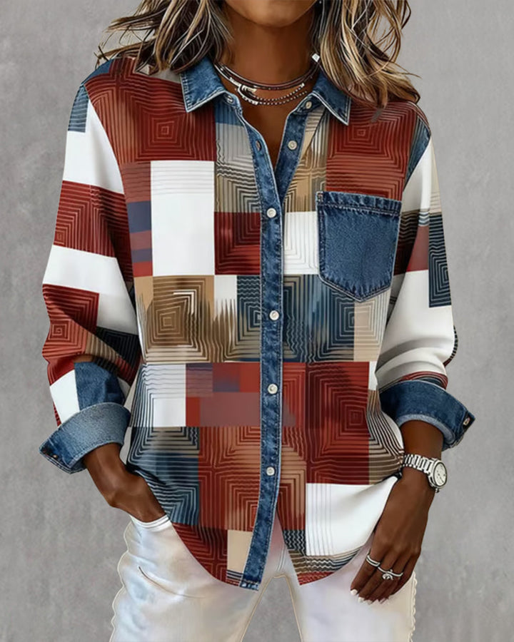 Séraphine | Chemise Color Block avec Col Fashion