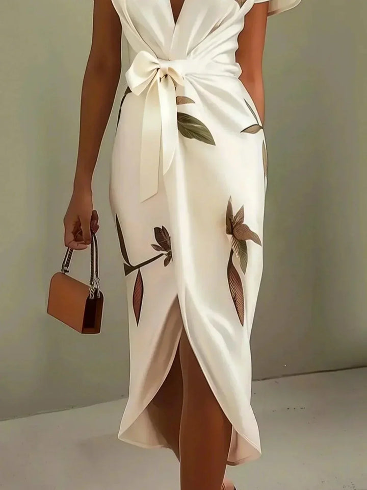 Robe Portefeuille Élégante à Imprimé Fleuri