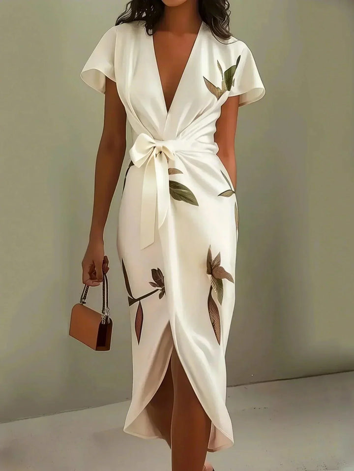 Robe Portefeuille Élégante à Imprimé Fleuri