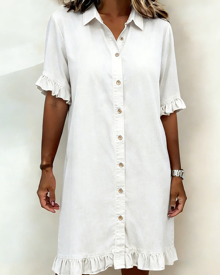 Maison Delorme® | Robe en Denim Confortable à Fronces Flatteuses