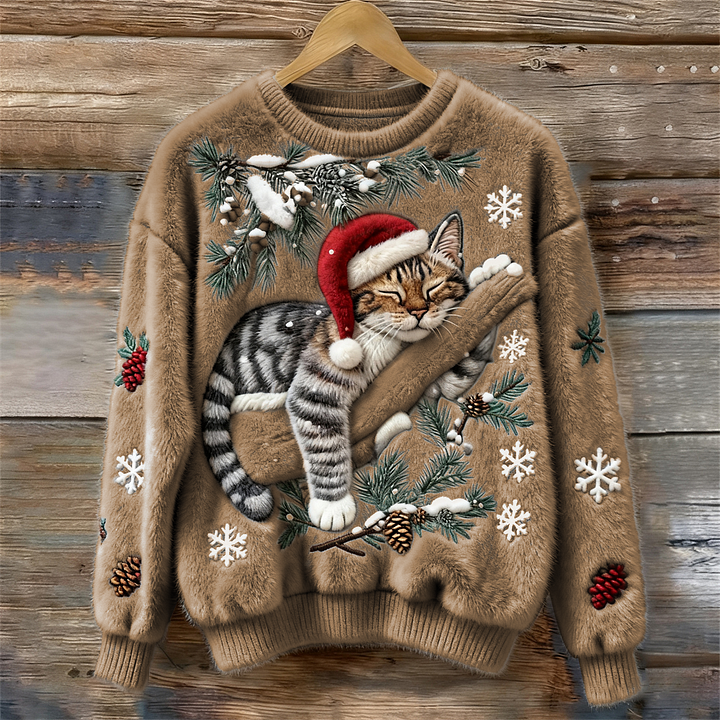 Flocon | Pull en Peluche de Chat de Fête