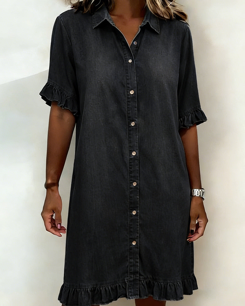 Maison Delorme® | Robe en Denim Confortable à Fronces Flatteuses