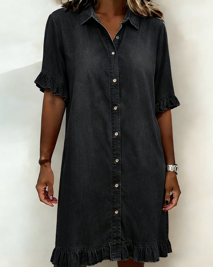 Maison Delorme® | Robe en Denim Confortable à Fronces Flatteuses