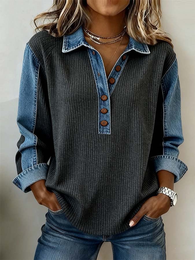 Amarante | Pull Sweatshirt Femme à Manches Contrastées