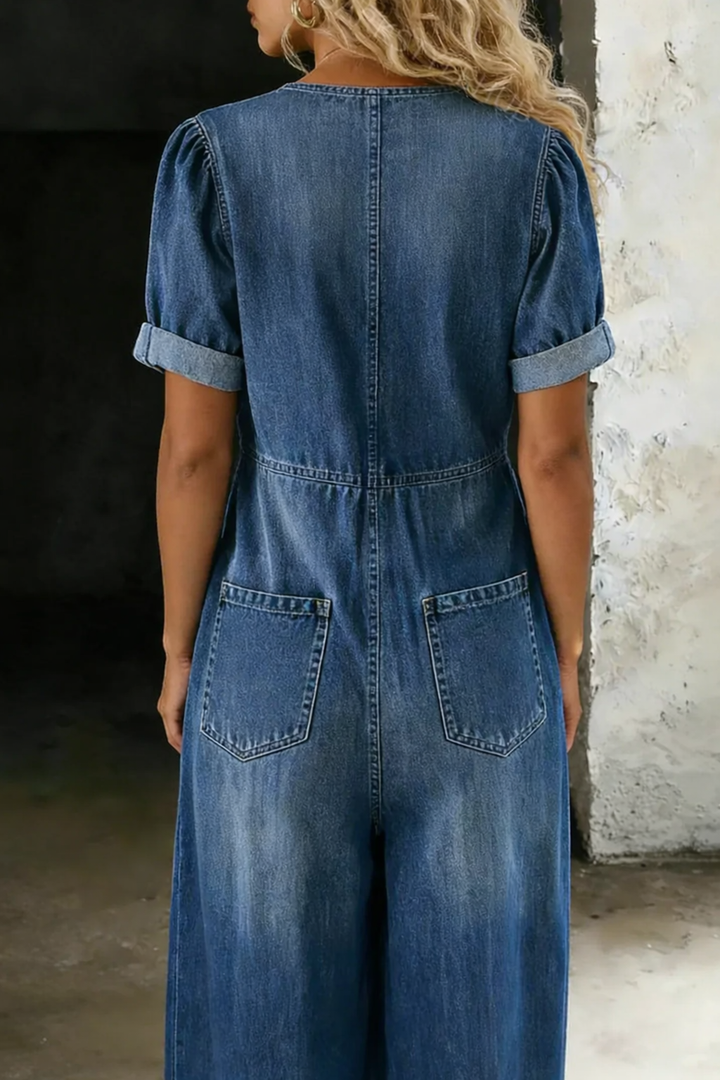 Maya™ | Combinaison en denim à col en V