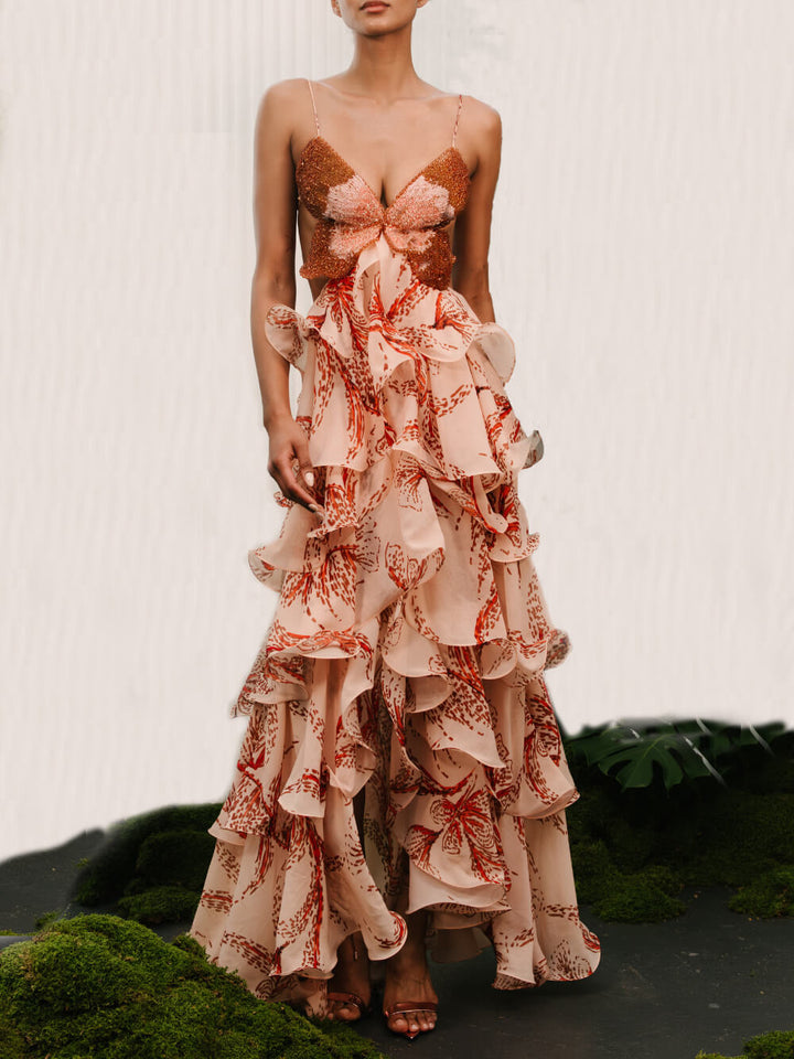 Essaro | Robe Maxi Papillon Signature
