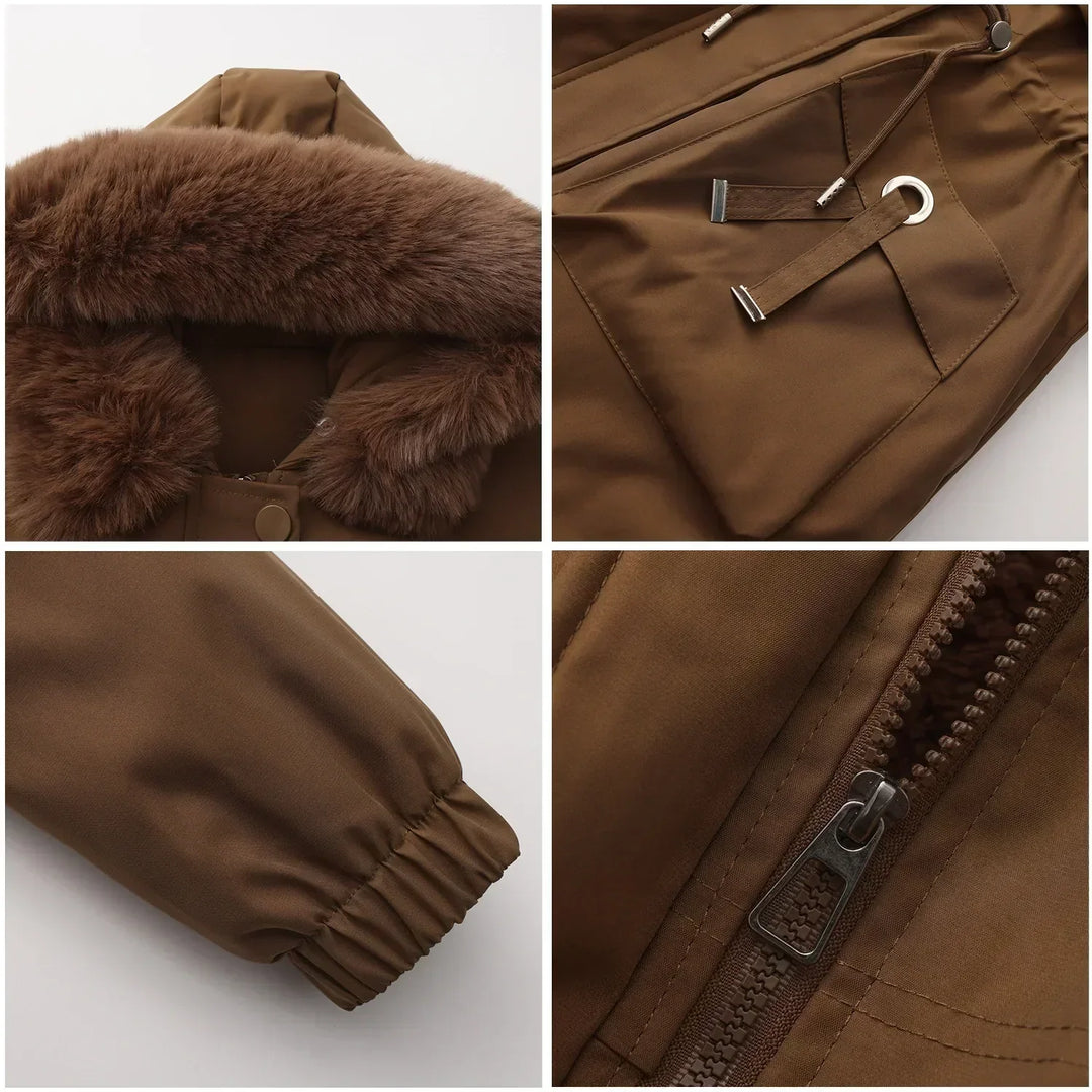 Grâce | Parka d'hiver élégante avec bord en fourrure