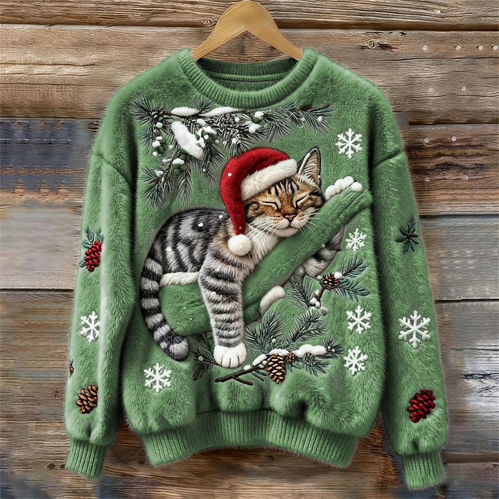 Flocon | Pull en Peluche de Chat de Fête