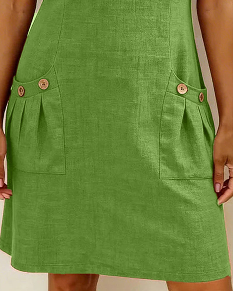 Amelie | Robe en coton et lin avec fermeture éclair et poches